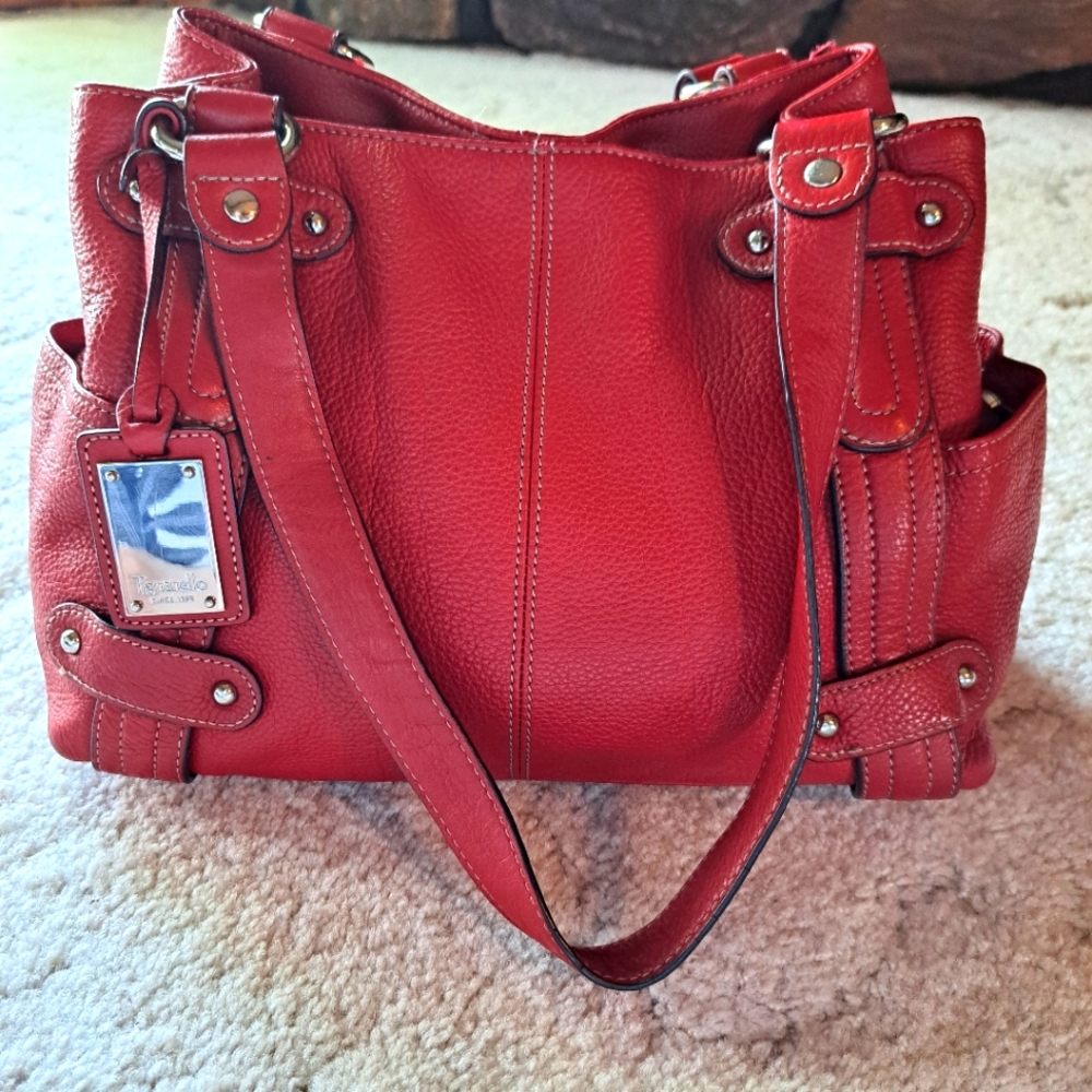Red Tignanello Leather Shoulder Bag
